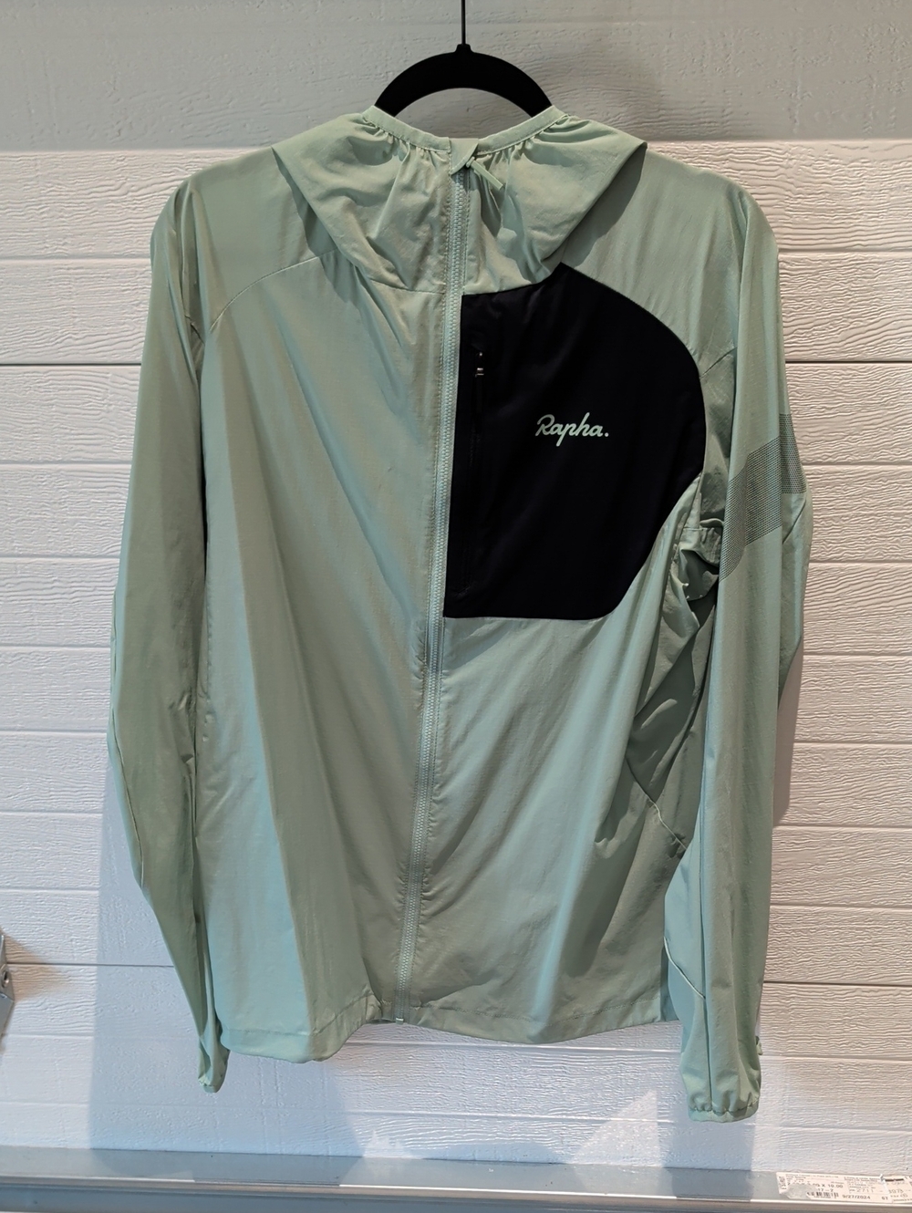 Rapha Mint Green Hooded Cycling Jacket with Black Chest Panel